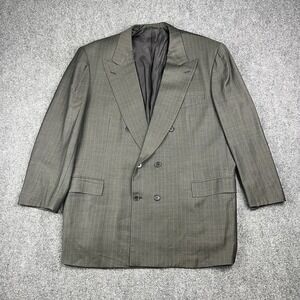 Brioni Doubled Breasted 46R Gray Pinstripe Peak Lapel Blazer Sport Coat